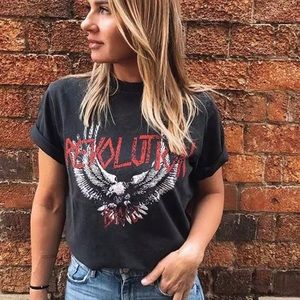 revolution vintage top washed bird anine concert tee distress tshirt eagle bing
